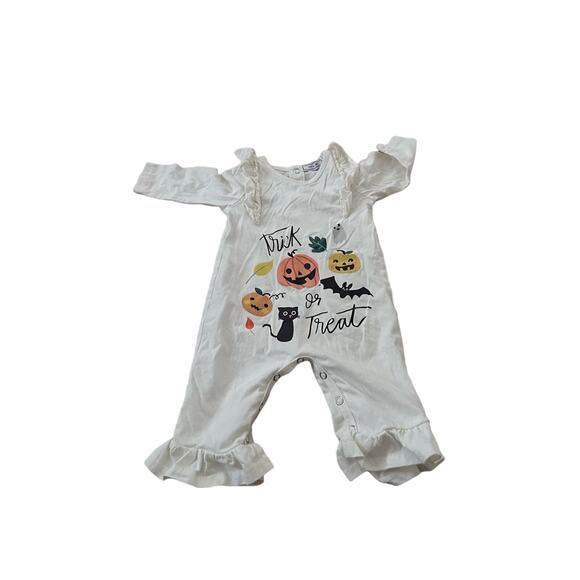 Little Millie Other - Little Millie Baby Girl One Piece Halloween Pumpkin Spooky Ruffle Outfit 3 MOS